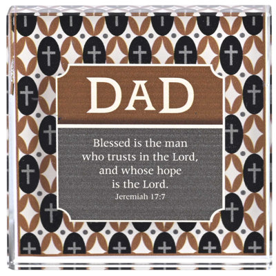 Tabletop Glass Plaque Dad 3X3