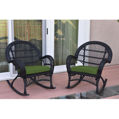 Chaise berçante en osier avec coussins Berchmans