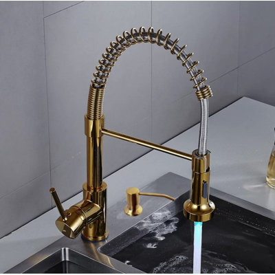 MAX Faucets Pull Down Kitchen Faucet with Soap Dispenser
