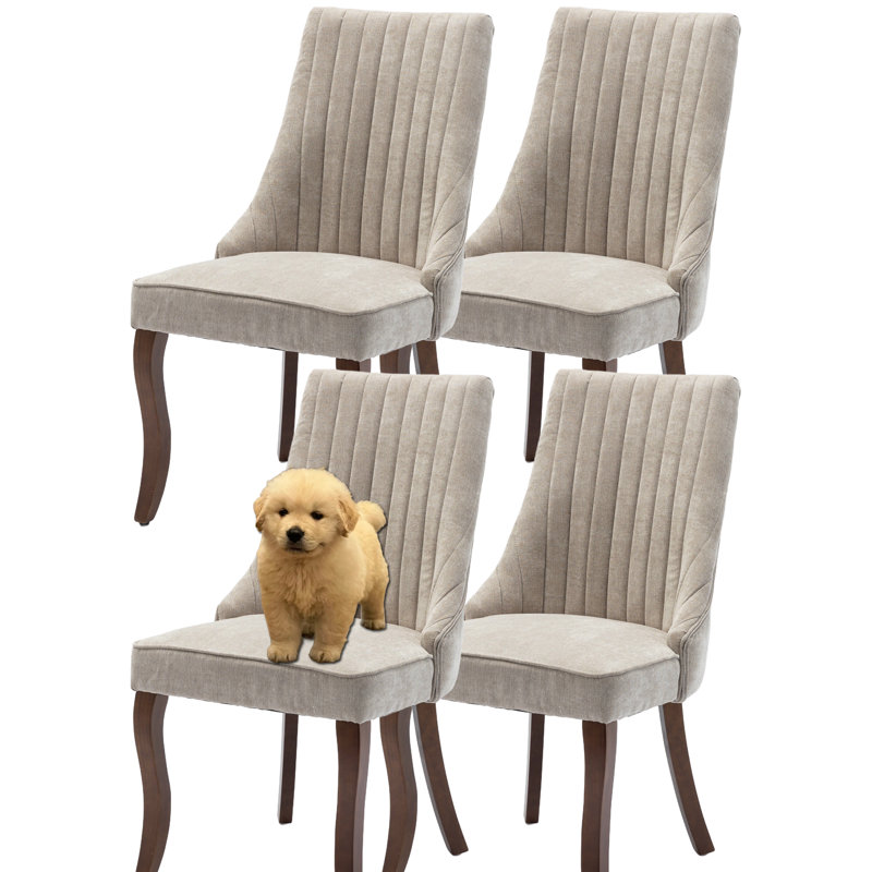 Modern Simplicity Linen Upholstered Dining Chairs Set of 4, Beige