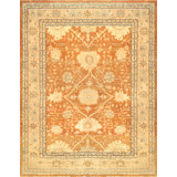 Oushak Hand Knotted Wool Oriental Area Rug in Coral