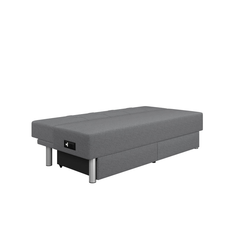 Serta Worthington 69.3" Convertible Storage Sofa, Metal Leg, Easy Assembly, Dark Gray 100% Polyester