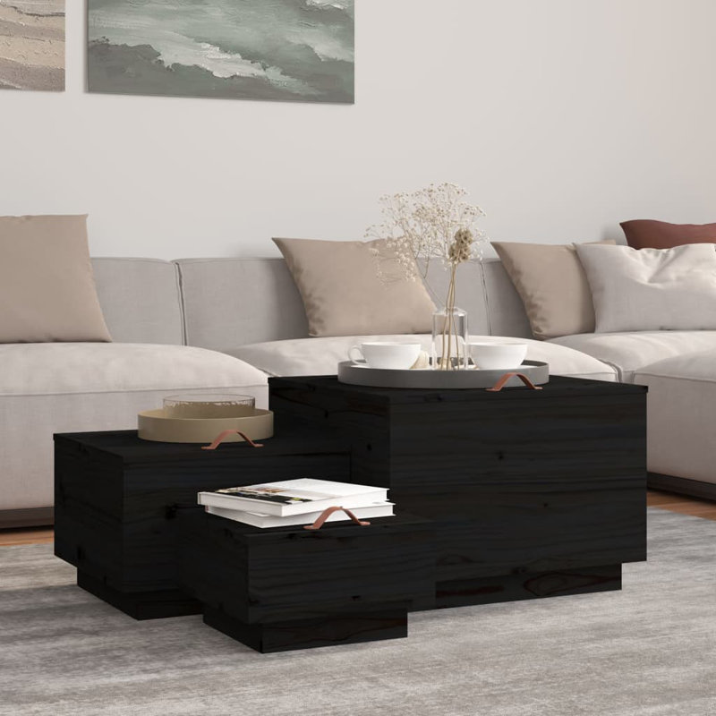 Ebern Designs Solid Wood Storage Tub & Tote, Black