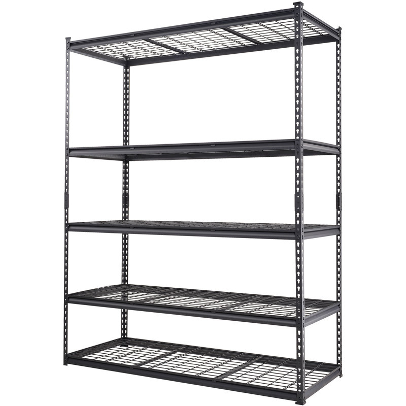 Étagère de rangement réglable à 5 niveaux, capacité de 2 000 lb, étagère de rangement en métal robuste, noire, L 60 po x l 24 po x H 78 po pour garde-manger de cuisine