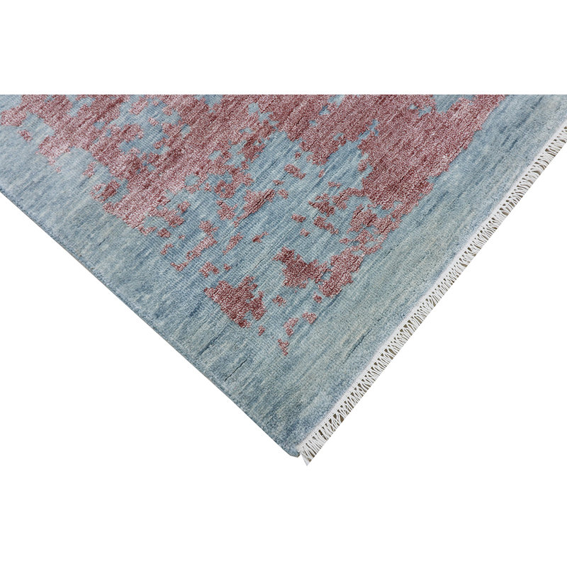 Gingham Area Rug in Blue/Copper, Rectangle 9' x 12'