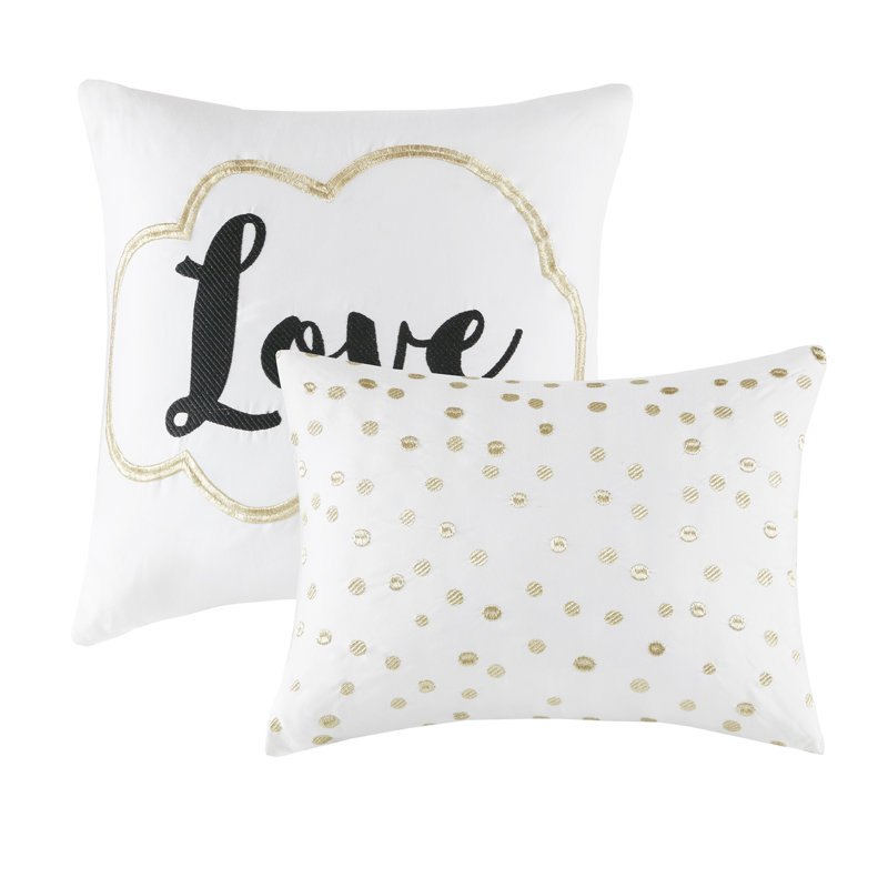 Raina Metallic Printed Duvet Cover Set, Full/Queen, Ivory/Gold