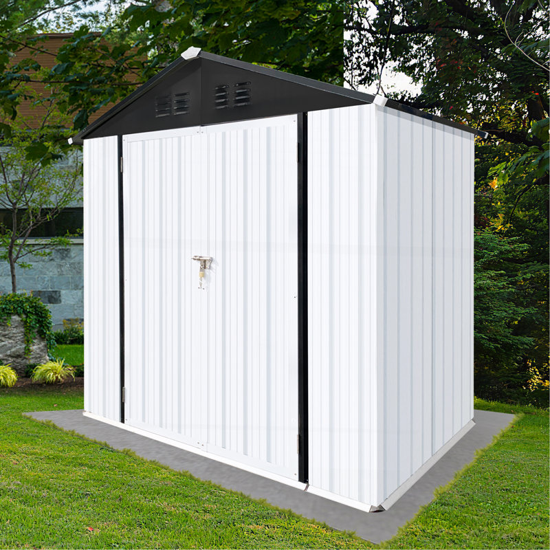 Remise de rangement extérieure pour toit Apex 6 pi x 4 pi blanc + noir