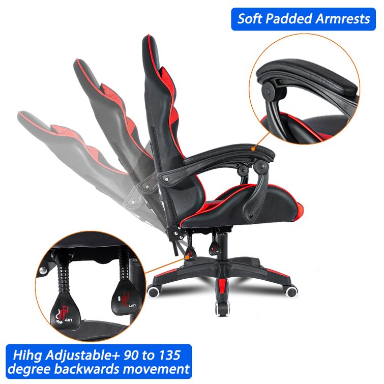Bigzzia High-Back Gaming Chair PC Office Chair Computer Racing Chair PU  Desk Task Chair Ergonomic Executive Swivel Rolling Chair with Lumbar  Support for Back Pain Women, Men (Red) 