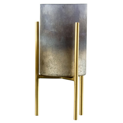 Porte-bougies en verre mercurisé TALL ARGENT