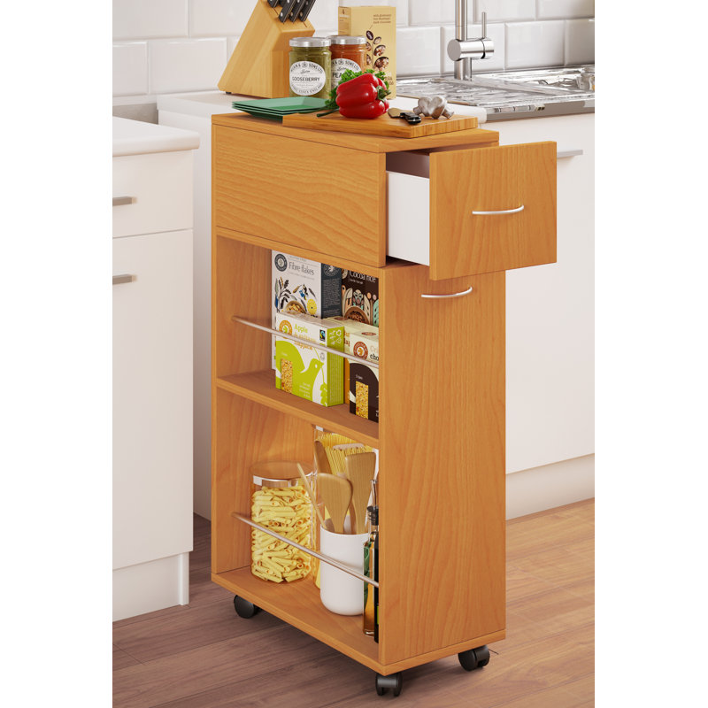Quindarius Wood Kitchen Cart, Beech