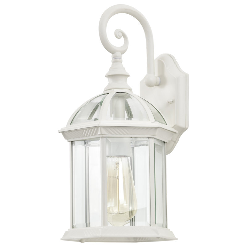 Salton Wall Light, A19, 15.75" H x 8" W, White / Clear Beveled