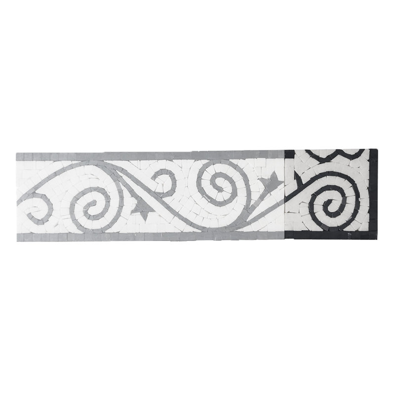 5" x 13" Marble Mosaic Sheet Wall Floor Use Tile, White/Brown