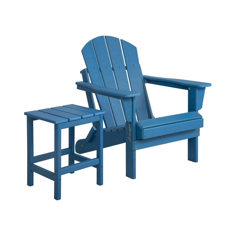 Chaise Adirondack pliante en plastique avec table Laguna, Bleu Pacifique