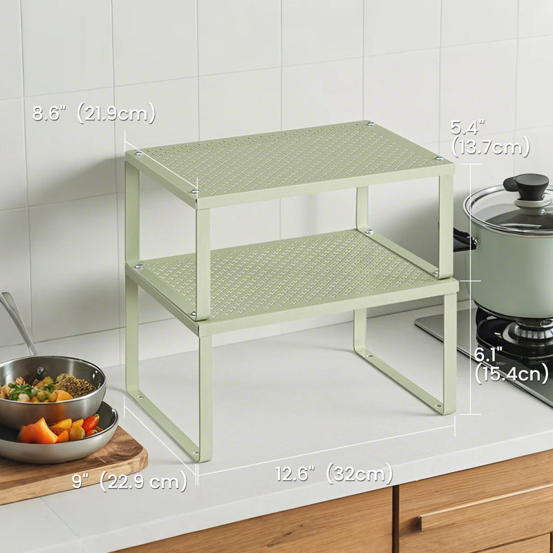 Stackable Cabinet Organizer Shelf, Sage Green