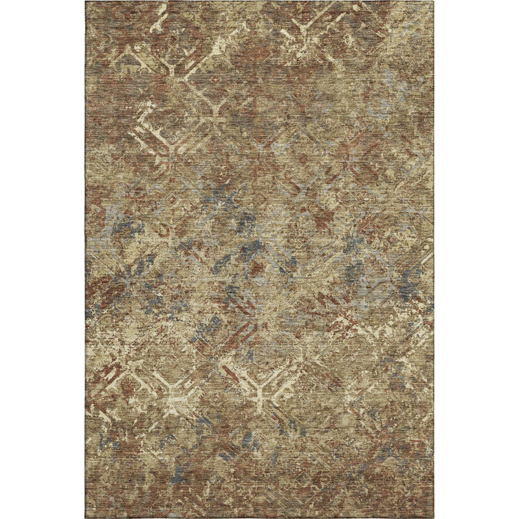 Premium Machine Washable Prisco Brown Rug