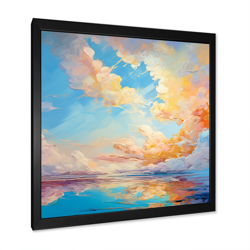 Turquoise, nuage, charme vif - imprimé, Cadre simple noir, H 36 po x l 36 po x P 1,5 po