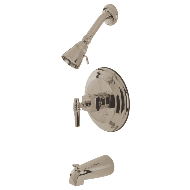 Kingston Brass Milano Single-Handle Pressure Balanced Tub and Shower Faucet, Brushed Nickel