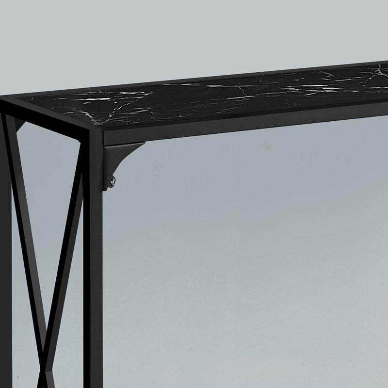 Table d'appoint, console, vestibule, étroit, canapé, salon, chambre à coucher, aspect marbre noir, métal noir, contemporain, moderne