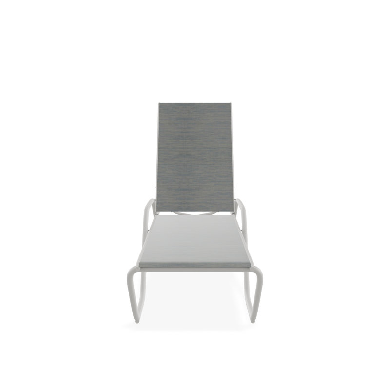 Outdoor Rust-Resistant Metal Chaise Lounge, Textured Snow, Reflection