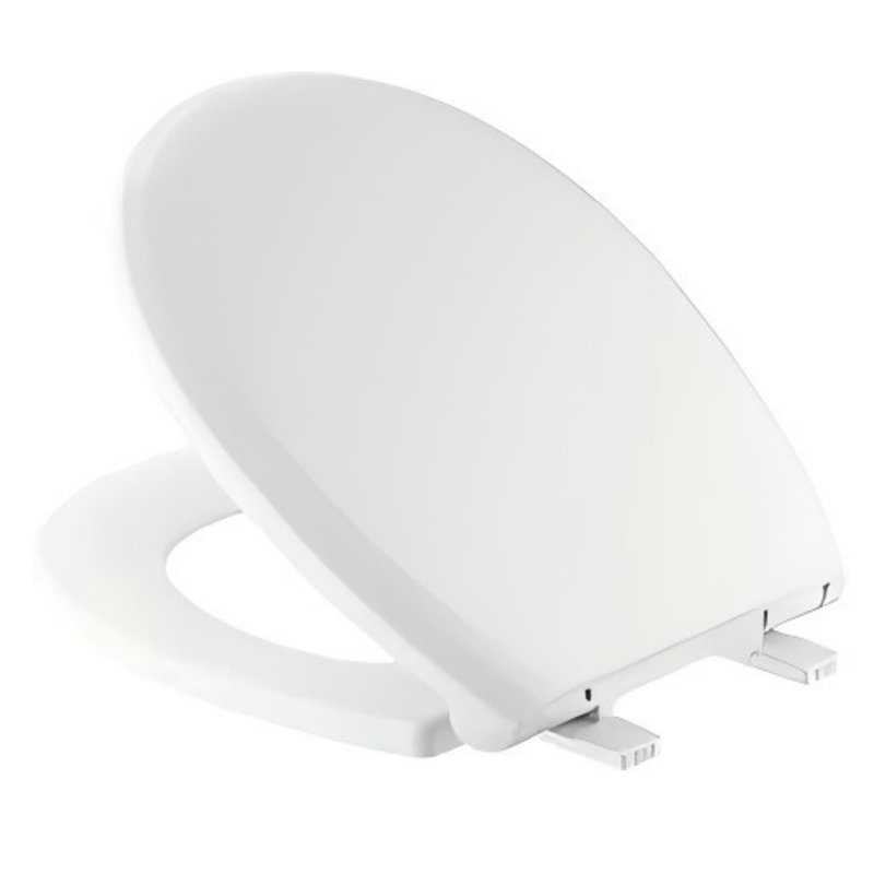 Elongated Toilet Seat Quiet-Close Plastic with Seat Cover, Quick Attach, Glossy White