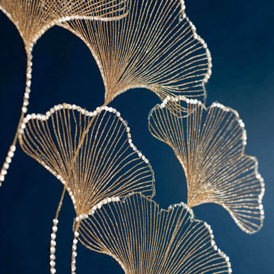 Golden Ginkgo Cascade Wrapped Canvas Wall Art