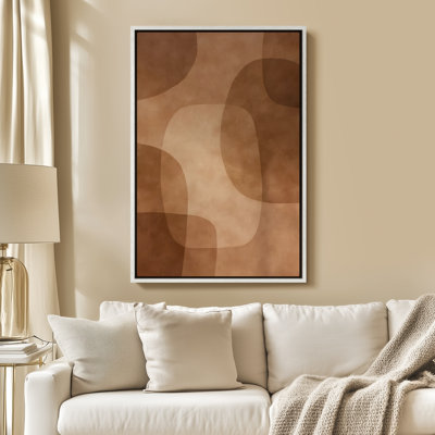 Impression sur toile encadrée - Motif abstrait géométrique brun pour chambre à coucher - 16 po, 24 po