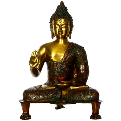 Bouddha prêchant sa loi du Dharma (robes ornées de fleurs)