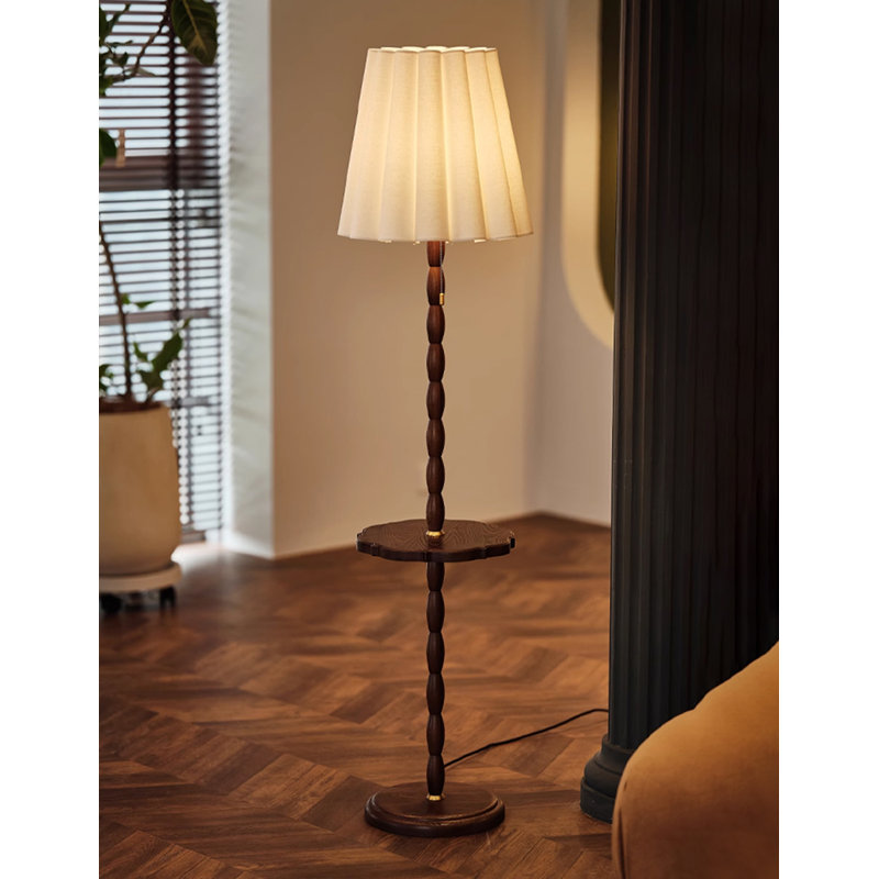 Lampe sur pied avec colonne et table d'appoint Traditional