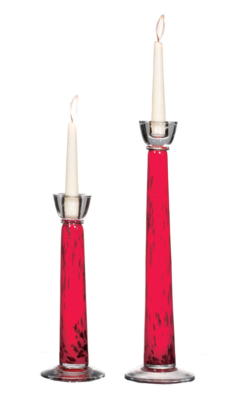 Joey Glass Tabletop Candlestick with Candle Included