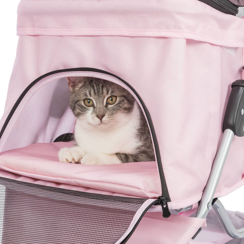 TRIXIE Dog Stroller for Small Dogs and Cats, Lightweight and Compact Pet Stroller, Pink