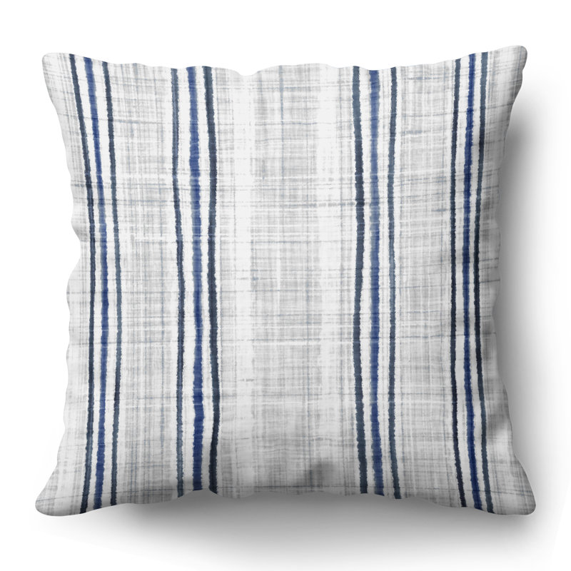 Coussin décoratif à rayures en polyester de qualité supérieure, 20 po x 20 po, Marine