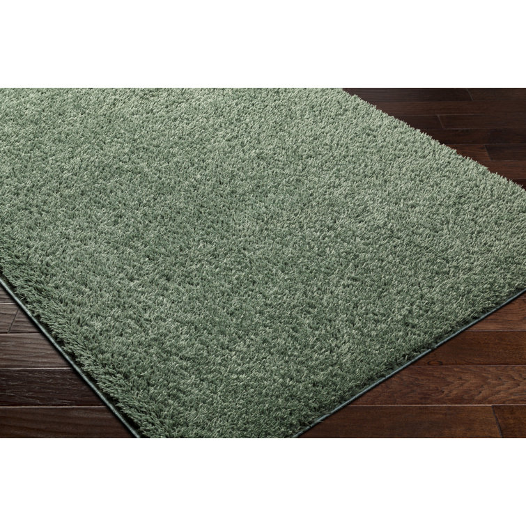 Rectangle Annily Solid Color Machine Woven Polyester Area Rug in Teal