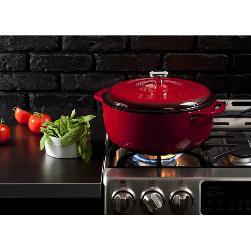 Red Enameled Cast Iron 7.5 Quart Dutch Oven