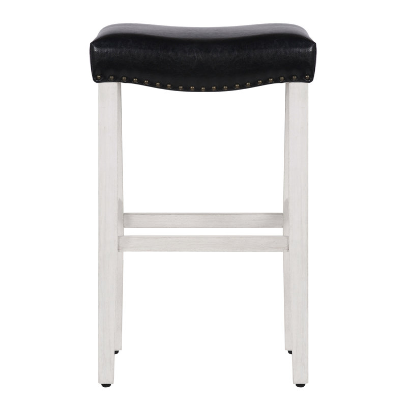 Tabouret de bar et de comptoir rembourré Jameson, Tabouret de bar (siège d'une hauteur de 29 po), Noir / blanc