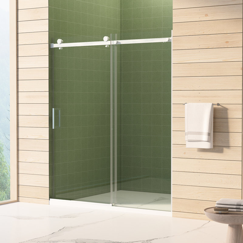 Porte de douche coulissante de 56 à 60 pouces de large et 70 de haut avec verre trempé de 5/16 po 8 mm et double face pour un mouvement sans effort 56 po x l 70 po x H 70 po