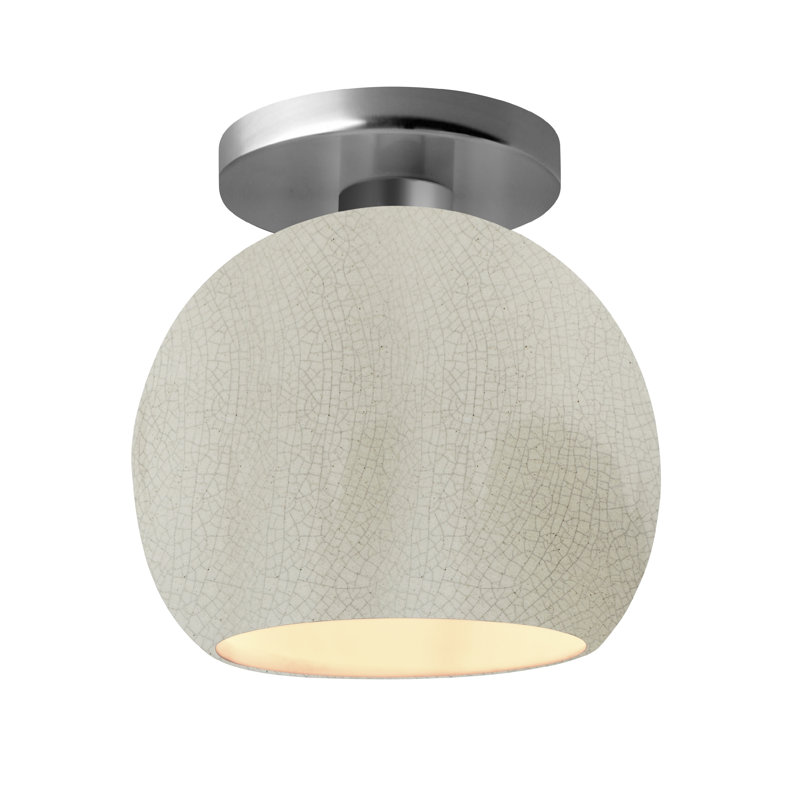 Plafonnier semi-encastré Radiance, H 9 po x l 10 po x P 10 po, Blanc craquelé / noir mat, Nickel brossé