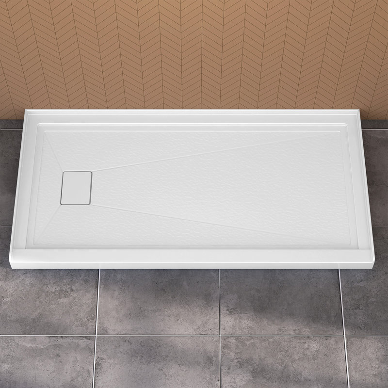 Base de douche en acrylique 72 po x P 36 po à seuil simple pour installation en alcôve avec drain à gauche, Gauche
