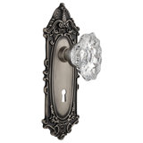 Crystal Chateau Interior Mortise Door Knob with Victorian Long Plate