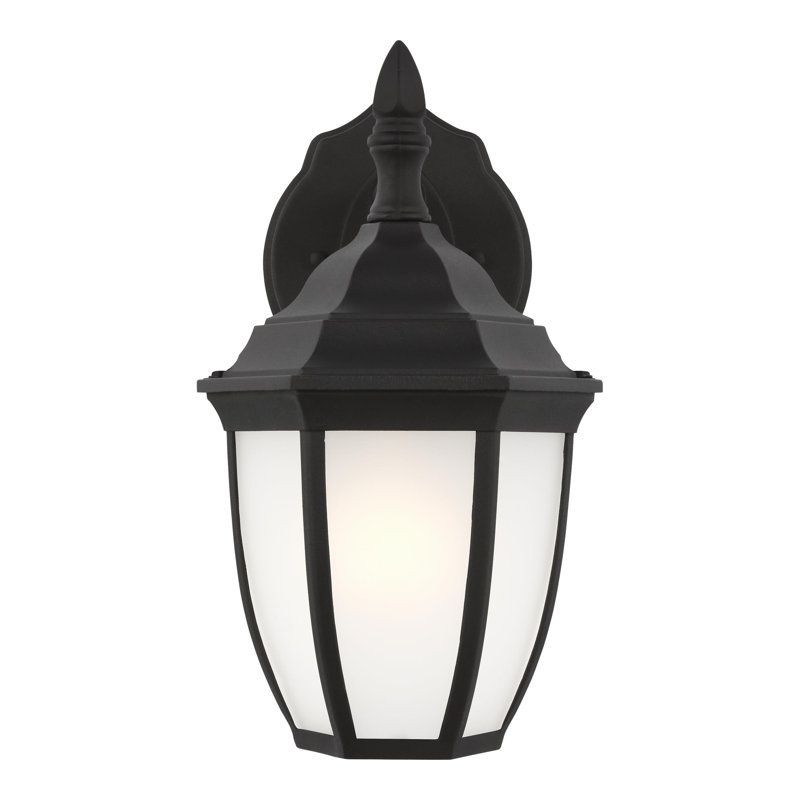 Bakersville Small One Light Outdoor Wall Lantern from Generation Lighting , Black, Black/Frosted, No