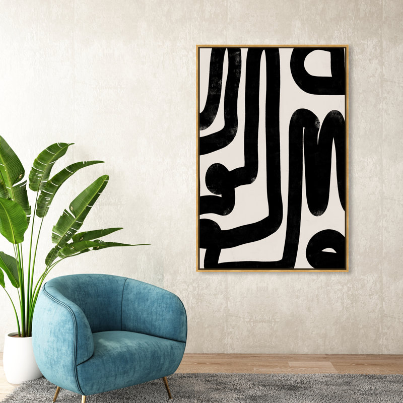 Modern Bold Brush Stroke Lines Print, Wrapped Canvas, 54" H x 36" W