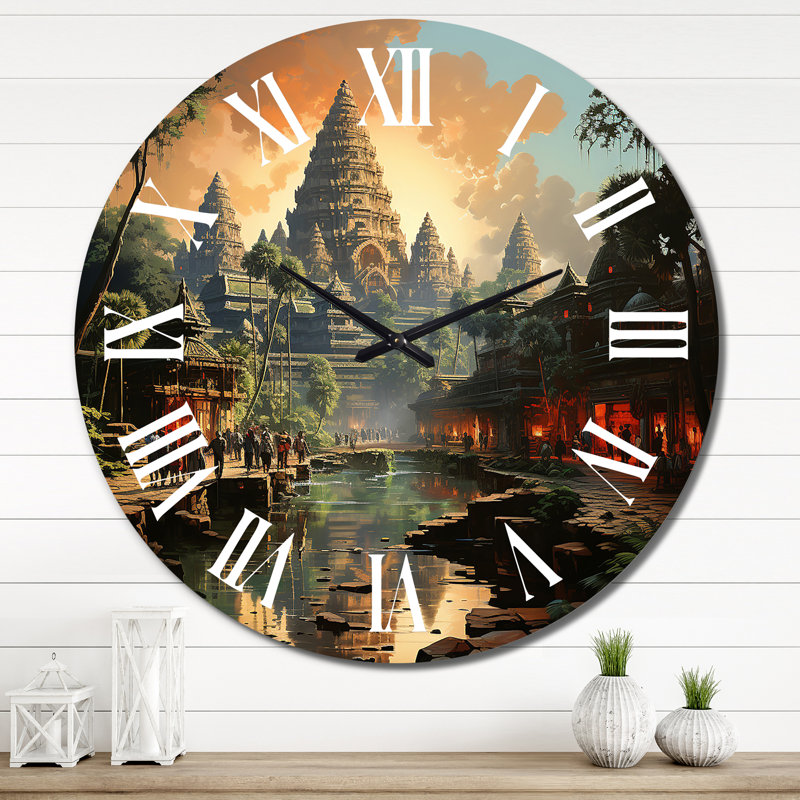 Horloge murale Asian Art Journey to Angkor VII, Très grand