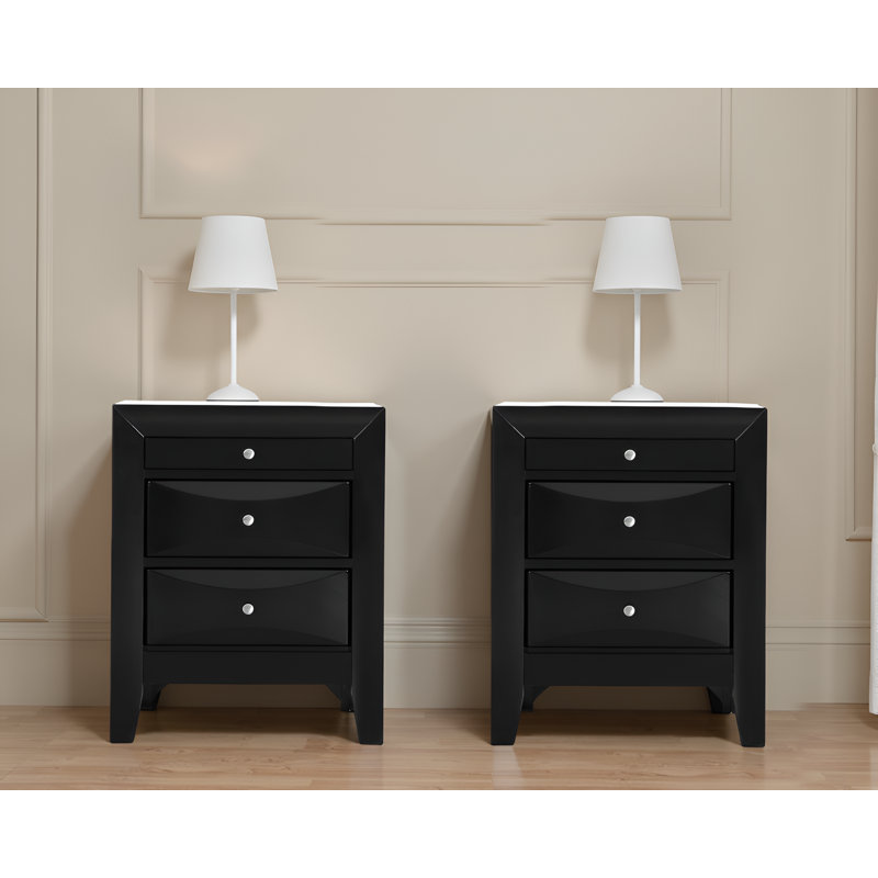 Loviisa Black Nightstand Set Of 2, Black