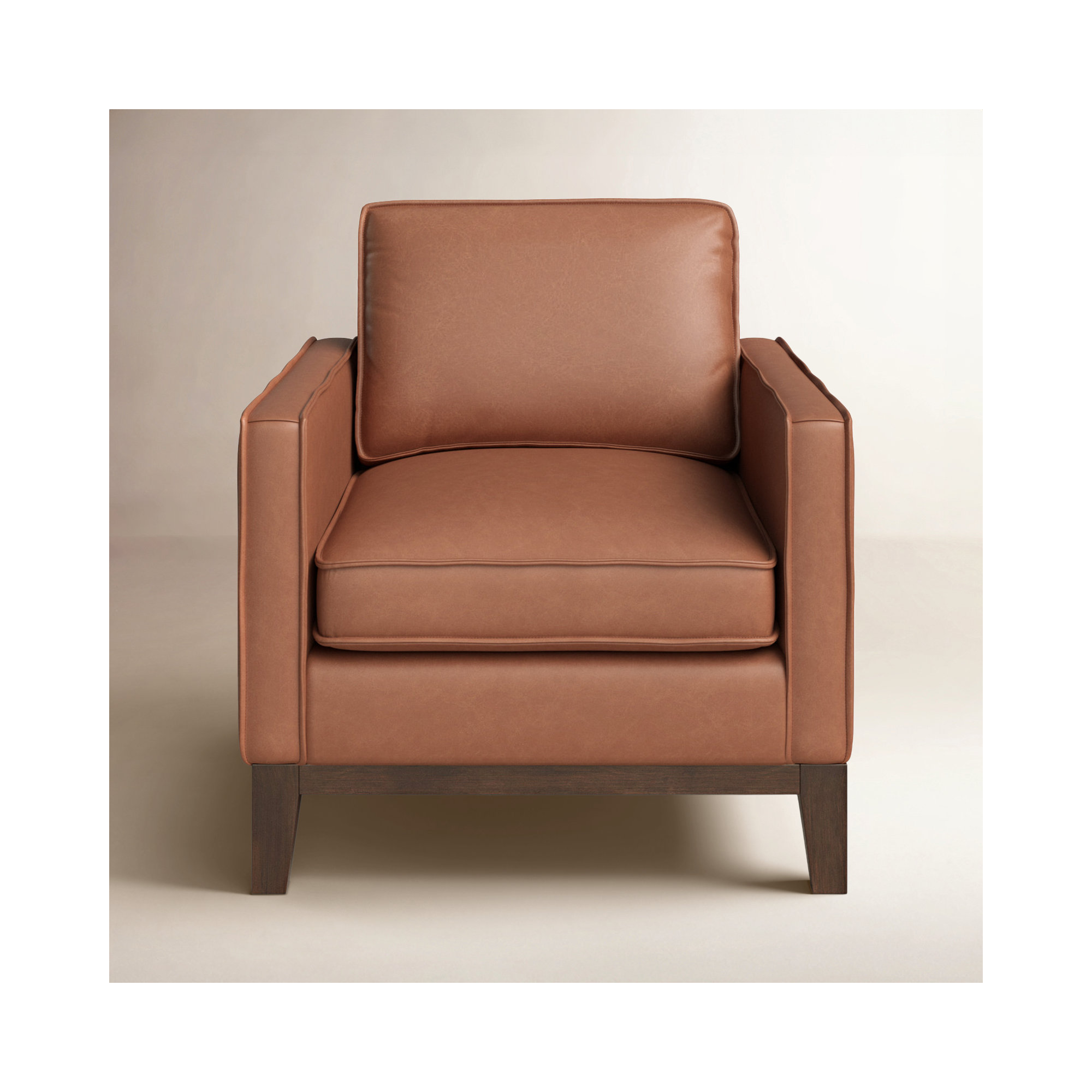 Cascades Genuine Leather Armchair, Mocha Genuine Leather