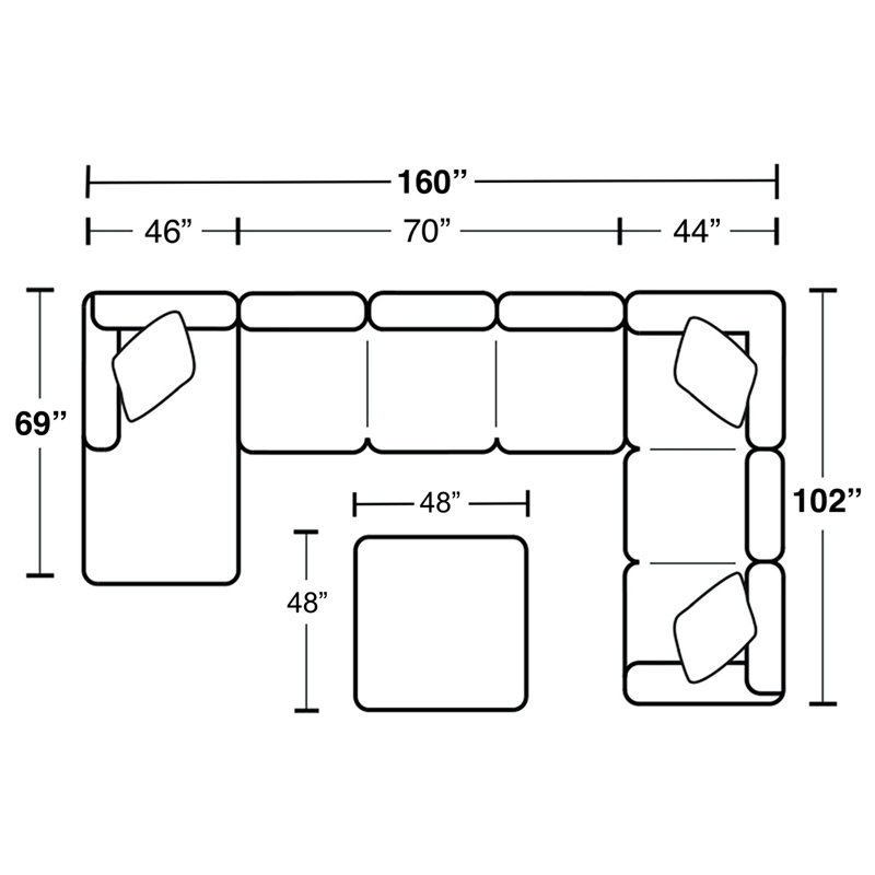 Upholstered U-Shaped Sectional Right Hand Facing, Right Hand Facing