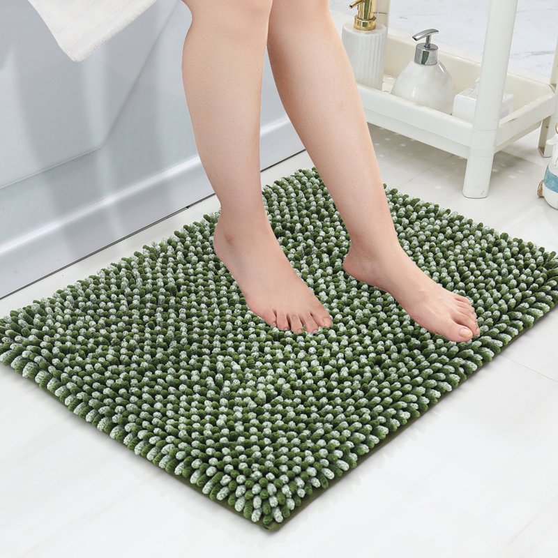 Chenille Non-Slip Bath Rug, 43.2cm W x 61cm L, Green