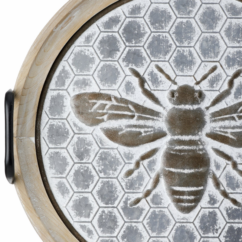Aylaa Wood and Metal Bee Honeycomb Tray