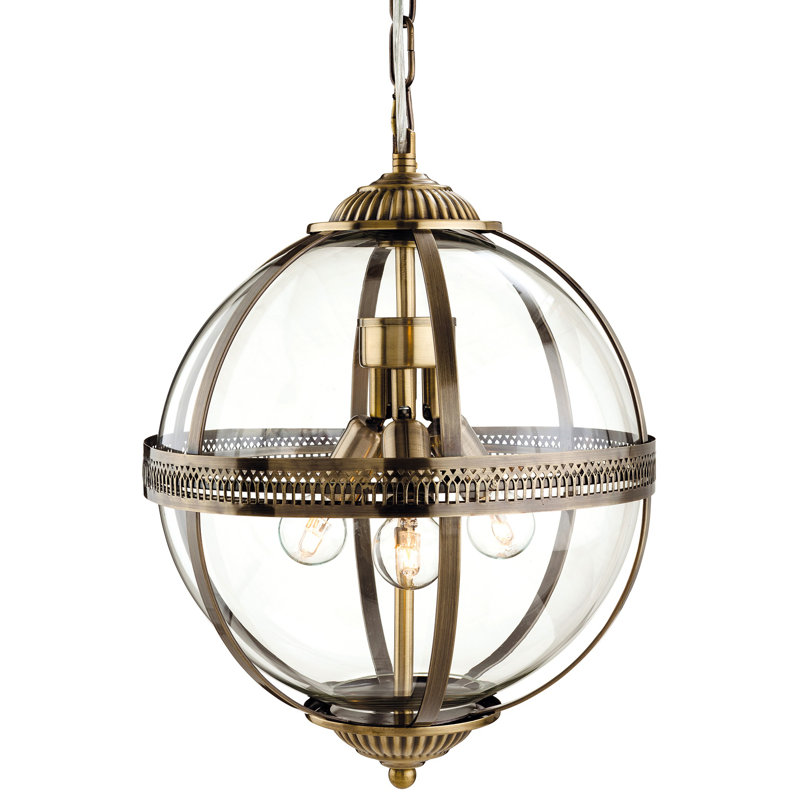 MAYFAIR 3 - Light Antique Brass Sphere Pendant