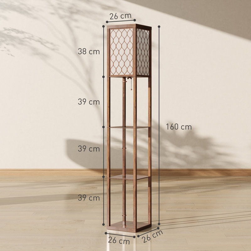 160cm Melamine Faced Column Floor Lamp, Rustic Brown