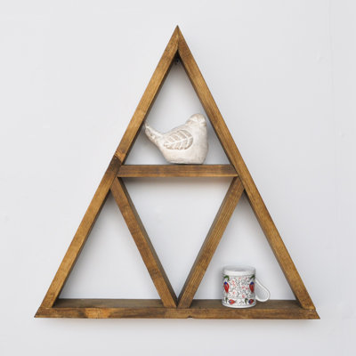 2 Piece Triangle Solid Wood Floating Shelf