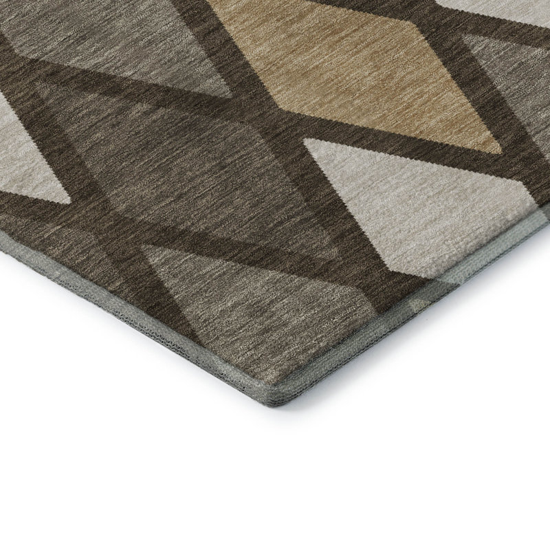 Tapis brun Prisco lavable à la machine de qualité supérieure, Tapis de couloir 2 pi 3 po x 7 pi 6 po
